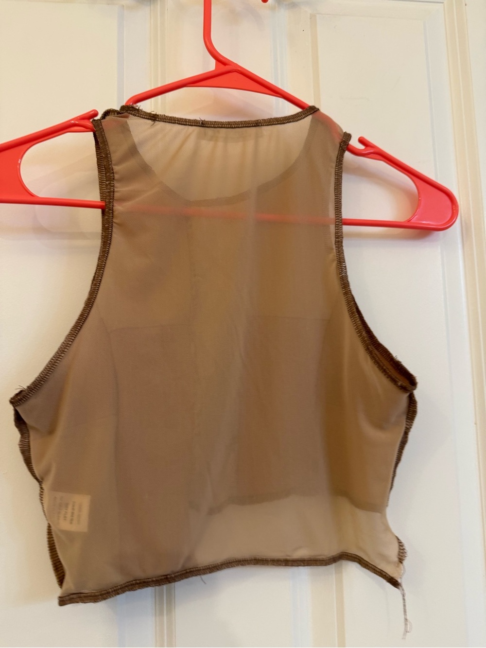 12th Tribe Brown Patchwork Mesh Crop Top - Picture 3 of 3